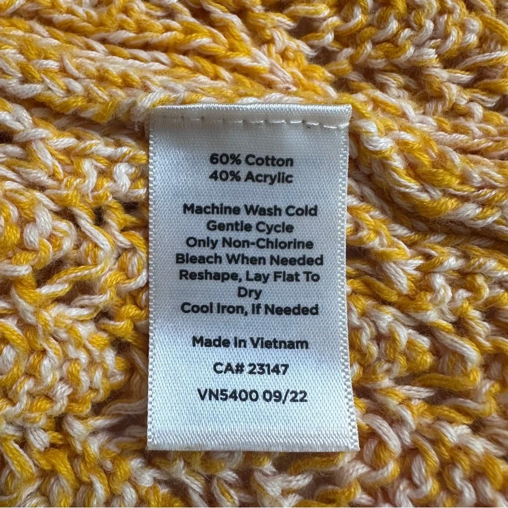 Talbots‎ Pointelle Cotton Open Knit Crewneck Marled Sweater Yellow Women's Sz M